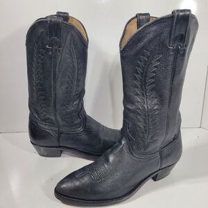 Vtg Tony Lama 1711 Black Leather Western Cowboy Boots Mens 8 M Made in USA Rodeo